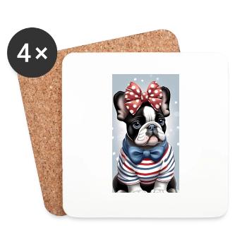 Bulldogge - Untersetzer (4er-Set) - Weiß - Vorne