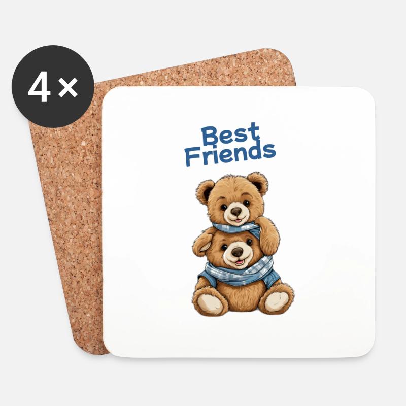Teddybären - Best friends - Untersetzer (4er-Set) - Weiß