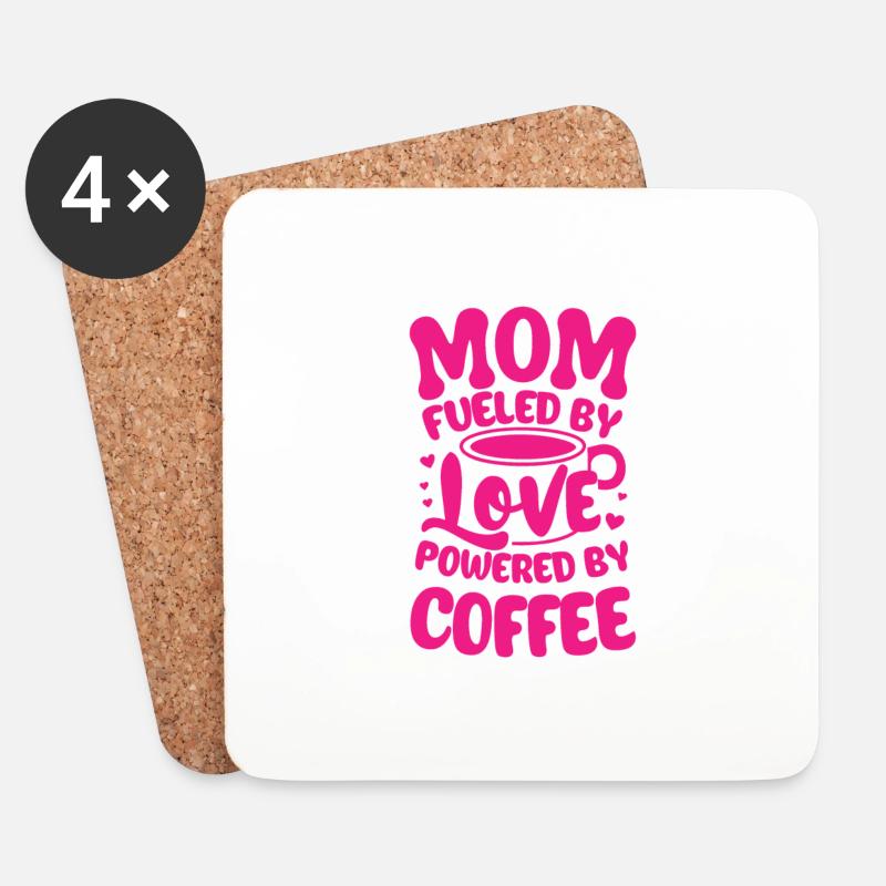 Mama angetrieben von Liebe angetrieben von Kaffee - Untersetzer (4er-Set) - Weiß