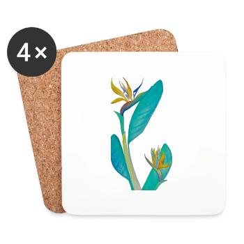 Plante oiseau du paradis - Dessous de verre (lot de 4) - blanc - Devant