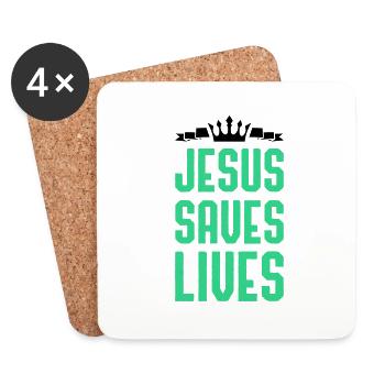 jesus saves lives - Untersetzer (4er-Set) - Weiß - Vorne