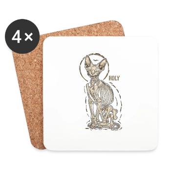 Cat Sphinx Skeleton Tattoo - Coasters (set of 4) - white - Front