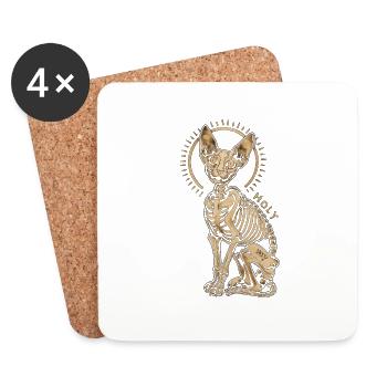 Cat Sphinx Skeleton Tattoo - Coasters (set of 4) - white - Front