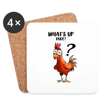 Cheeky Chicken Query: Humorous Farmyard Friend - Coasters (set of 4) - white - Front