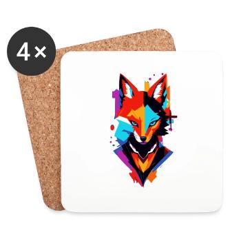 renard comique coloré - Dessous de verre (lot de 4) - blanc - Devant
