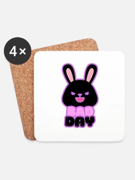 Bad Day Bunny - Coasters (set of 4) - white