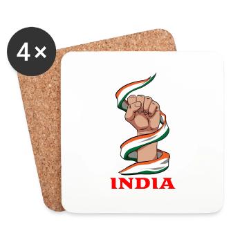 Indien Inder Hindu Stolz Flagge Land I Geschenk - Untersetzer (4er-Set) - Weiß - Vorne