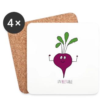 Unbeetable - unbeatable - beetroot - Coasters (set of 4) - white - Front
