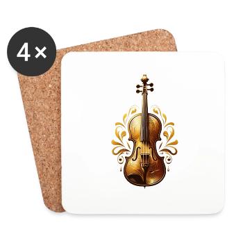 violon - Dessous de verre (lot de 4) - blanc - Devant