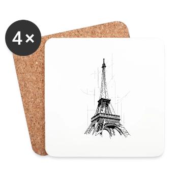 Paris Eiffel Tower - Coasters (set of 4) - white - Front
