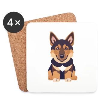Schäferhund Welpe Sitzend - Untersetzer (4er-Set) - Weiß - Vorne