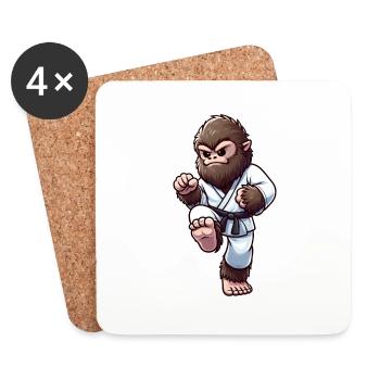 Cooler Bigfoot Sasquatch Karate Kampfsport - Untersetzer (4er-Set) - Weiß - Vorne