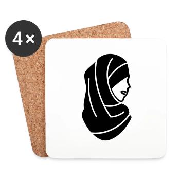 hijab headscarf muslim woman - Coasters (set of 4) - white - Front