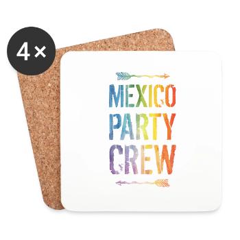 Mexiko Party Crew Spruch - Untersetzer (4er-Set) - Weiß - Vorne