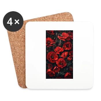 Affiche Coquelicot Plante BG 48 - Dessous de verre (lot de 4) - blanc - Devant