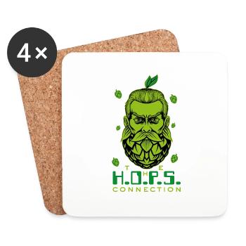 Bier Spruch lustiger Design - Die HOPS Connection - Untersetzer (4er-Set) - Weiß - Vorne