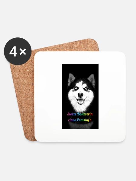 Stolze Besitzerin eines Pomsky`s - Untersetzer (4er-Set) - Weiß