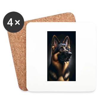 Dog German Shepherd - Coasters (set of 4) - white - Front
