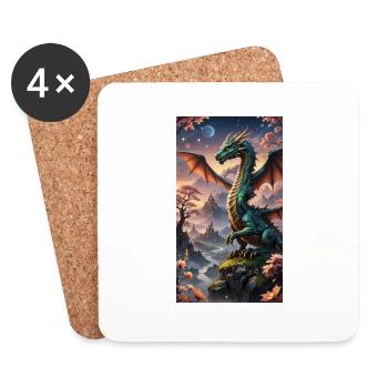 Drachen 4 - Untersetzer (4er-Set) - Weiß - Vorne