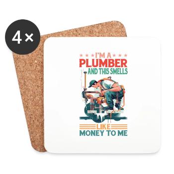 I'm A Plumber And This Smells Like Money To Me - Coasters (set of 4) - white - Front