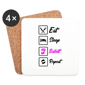 eat sleep ballett repeat - Untersetzer (4er-Set) - Weiß - Vorne