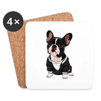 Niedliche Bulldogge Mops Hund - Untersetzer (4er-Set) - Weiß - Vorne