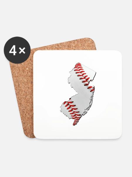 New Jersey (USA) | echter Baseball | Landkarte - Untersetzer (4er-Set) - Weiß
