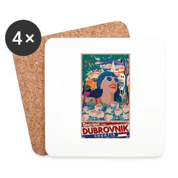 Croatia Croatia Hrvatska travel summer dubrovnik - Coasters (set of 4) - white - Front