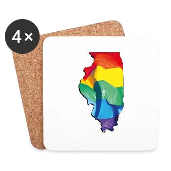 Illinois (USA) | echte Flagge | LGBTQIA+ - Untersetzer (4er-Set) - Weiß - Vorne