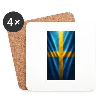 Die schwedische Flagge - Untersetzer (4er-Set) - Weiß - Vorne