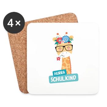 Schoolchild Giraffe - Coasters (set of 4) - white - Front