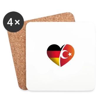Türkei Deutschland Flaggen Geschenk - Untersetzer (4er-Set) - Weiß - Vorne