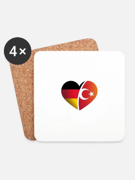 Türkei Deutschland Flaggen Geschenk - Untersetzer (4er-Set) - Weiß
