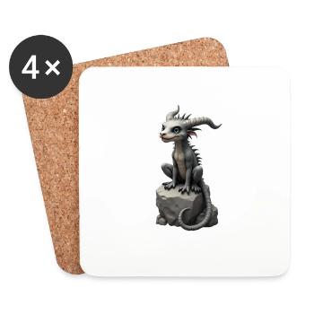 Monster on Stone 2 - Untersetzer (4er-Set) - Weiß - Vorne