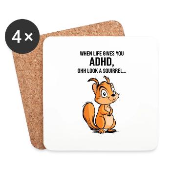 ADHD Squirrel - Coasters (set of 4) - white - Front