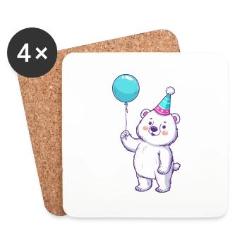 Polar Bear Birthday Baby - Coasters (set of 4) - white - Front