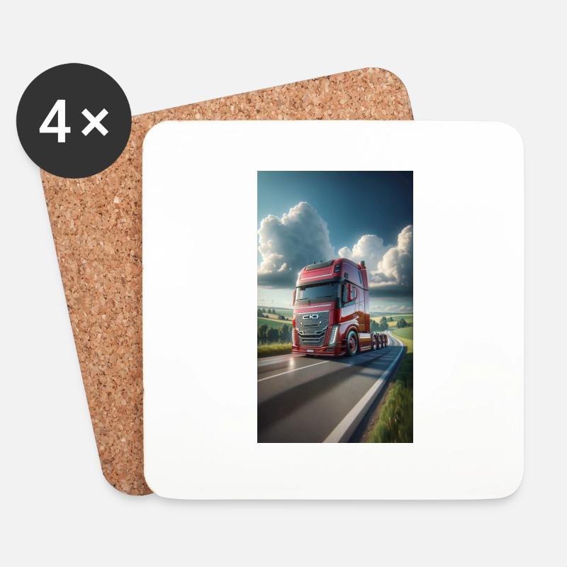 Lkw - Untersetzer (4er-Set) - Weiß