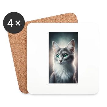 Katze - Untersetzer (4er-Set) - Weiß - Vorne