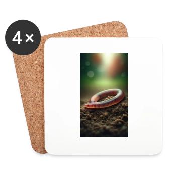 Ver de terre - Dessous de verre (lot de 4) - blanc - Devant