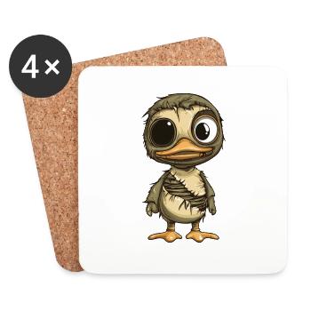 Canard Halloween Drôle Zombie - Dessous de verre (lot de 4) - blanc - Devant