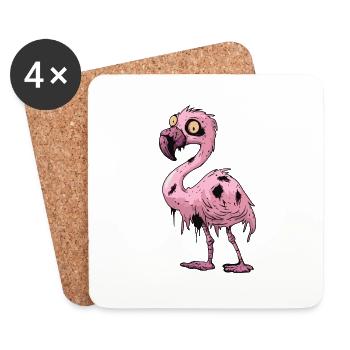 Flamingo Halloween Lustig Zombie - Untersetzer (4er-Set) - Weiß - Vorne