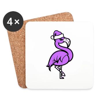 Flamingo Comique Noël - Dessous de verre (lot de 4) - blanc - Devant