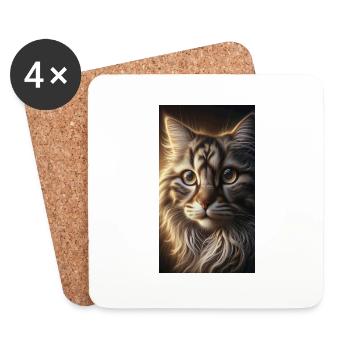 Portrait de chat - Dessous de verre (lot de 4) - blanc - Devant