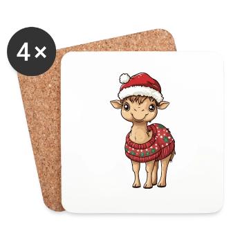 Kamel Weihnachten Comic - Untersetzer (4er-Set) - Weiß - Vorne