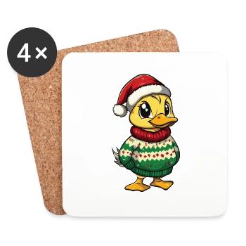 Bande dessinée de Noël de canard - Dessous de verre (lot de 4) - blanc - Devant