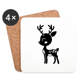 Deer - Coasters (set of 4) - white - Front