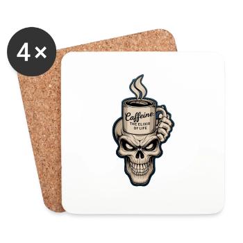 Coffee and Skull - Elixir of Life - Coasters (set of 4) - white - Front