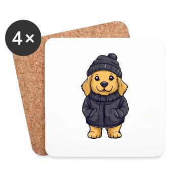 Golden Retriever Hund Winter - Untersetzer (4er-Set) - Weiß - Vorne