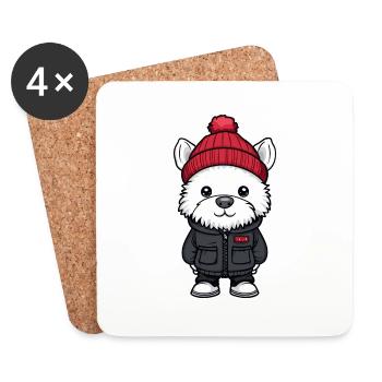 West Highland Terrier Dog Winter - Coasters (set of 4) - white - Front