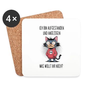 I got up and dressed cat humor - Coasters (set of 4) - white - Front